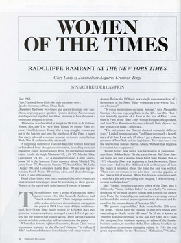 Women of the Times: Radcliffe Rampant At