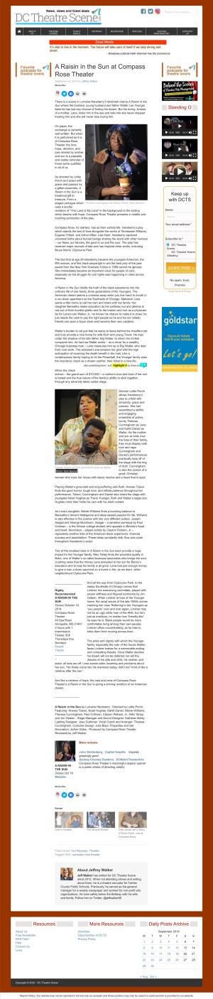 A Raisin in the Sun at Compass Rose Theater September 23, 2014 by Jeffrey Walker Share This