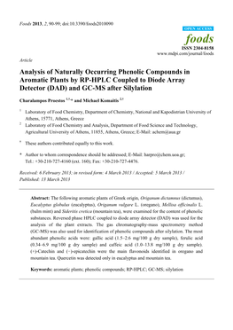 Analysis of Naturally Occurring Phenolic Compounds in Aromatic Plants by RP-HPLC Coupled to Diode Array Detector (DAD) and GC-MS After Silylation