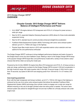 DODGE CHARGER SRT8 Overview