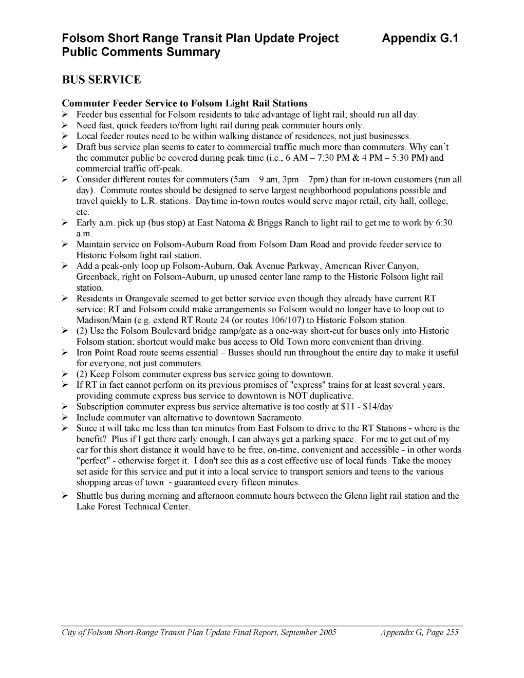 Folsom Short Range Transit Plan Update Project Appendix G.1 Public