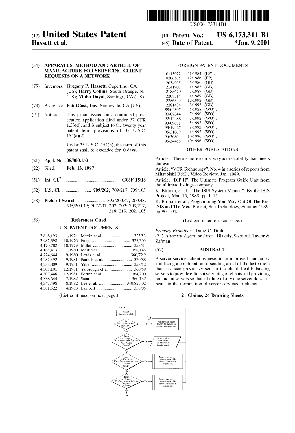 United States Patent (10) Patent N0.: US 6,173,311 B1 Hassett Et Al