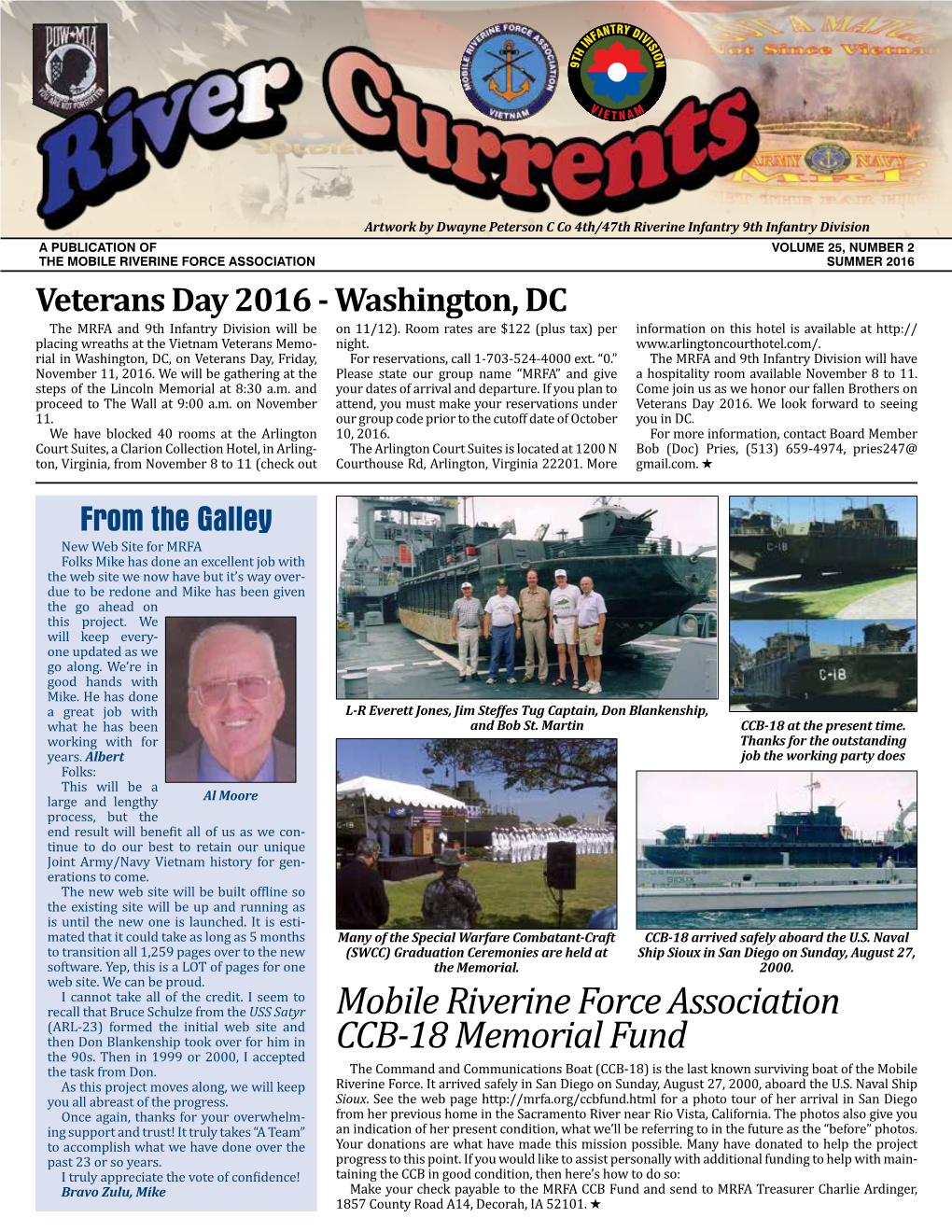 SUMMER 2016 Veterans Day 2016 - Washington, DC the MRFA and 9Th Infantry Division Will Be on 11/12)