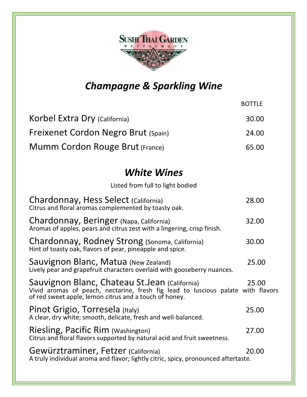 Champagne & Sparkling Wine White Wines