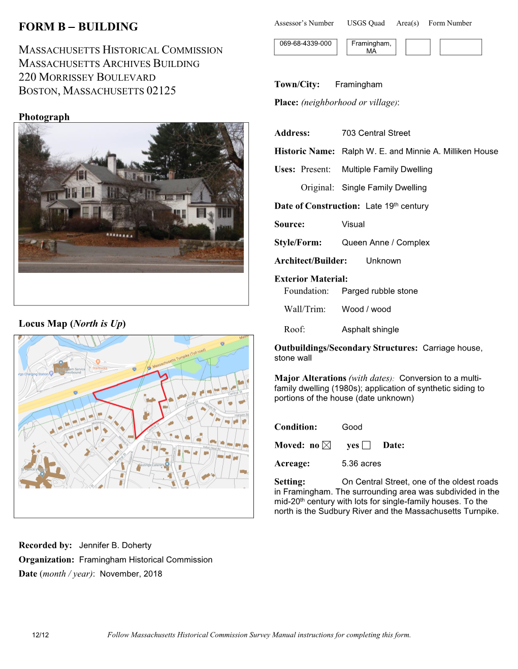 FORM B  BUILDING Assessor’S Number USGS Quad Area(S) Form Number