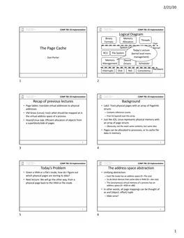 The Page Cache Today’S Lecture RCU File System Networking(Kernel Level Syncmem