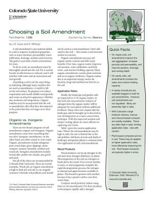 Choosing a Soil Amendment Fact Sheet No