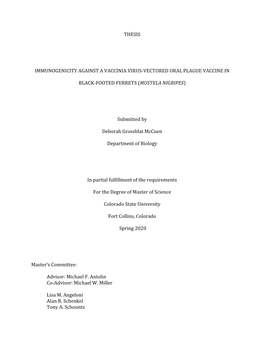 Thesis Immunogenicity Against a Vaccinia Virus-Vectored