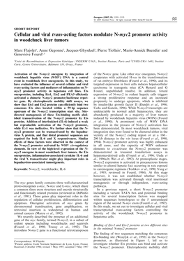 Cellular and Viral Trans-Acting Factors Modulate N-Myc2 Promoter Activity in Woodchuck Liver Tumors