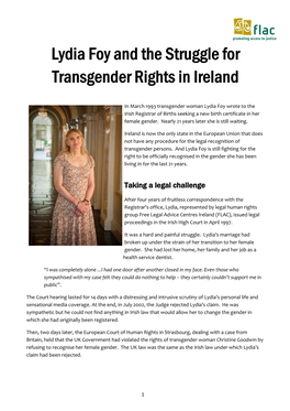 Lydia Foy and the Struggle for Transgender Rights in Ireland