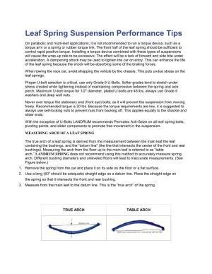 Leaf Spring Suspension Performance Tips