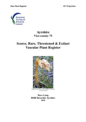 Ayrshire Scarce, Rare, Threatened & Extinct Vascular Plant Register