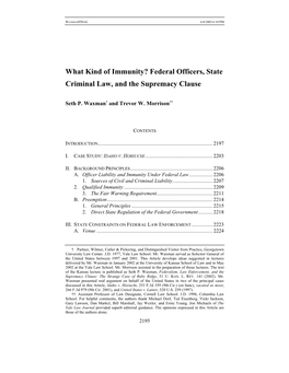 Federal Officers, State Criminal Law, and the Supremacy Clause