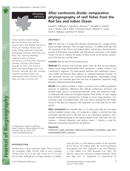 After Continents Divide: Comparative Phylogeography of Reef Fishes from the Red Sea and Indian Ocean