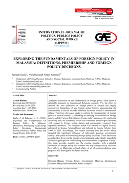 Definitions, Premiership and Foreign Policy Decisions