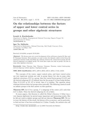 On the Relationships Between the Factors of Upper and Lower Central Series in Groups and Other Algebraic Structures