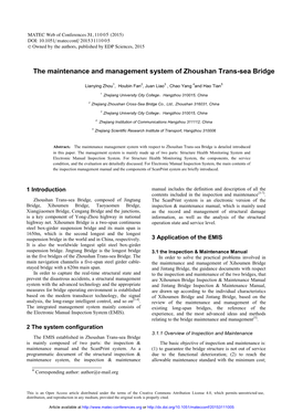 The Maintenance and Management System of Zhoushan Trans-Sea Bridge