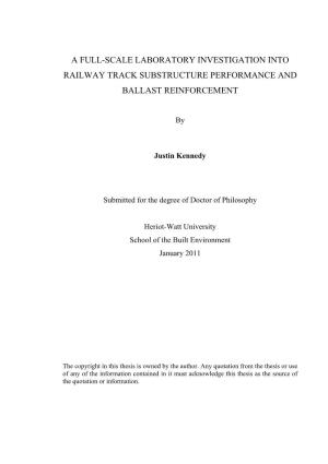 A Full-Scale Laboratory Investigation Into Railway Track Substructure Performance and Ballast Reinforcement
