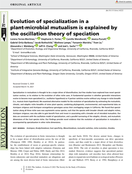 Evolution of Specialization in a Plant‐Microbial Mutualism Is Explained