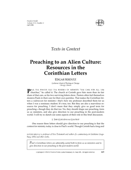 Preaching to an Alien Culture: Resources in the Corinthian Letters