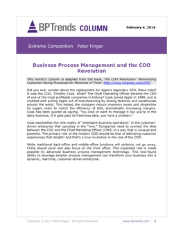 Business Process Management and the COO Revolution