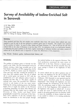 Survey of Availability of Iodine-Enriched Salt in Sarawak