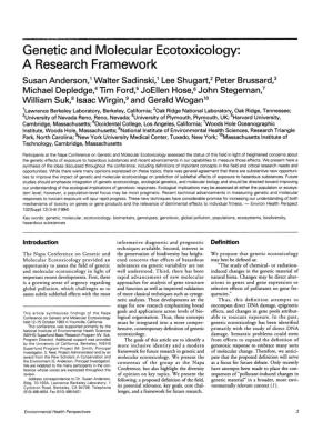 Genetic and Molecular Ecotoxicology: a Research Framework