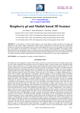 Raspberry Pi and Matlab Based 3D Scanner