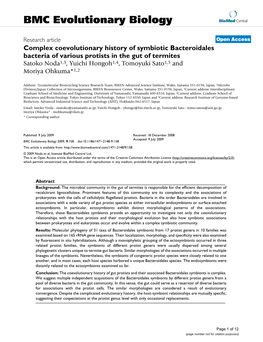 Complex Coevolutionary History of Symbiotic Bacteroidales Bacteria Of