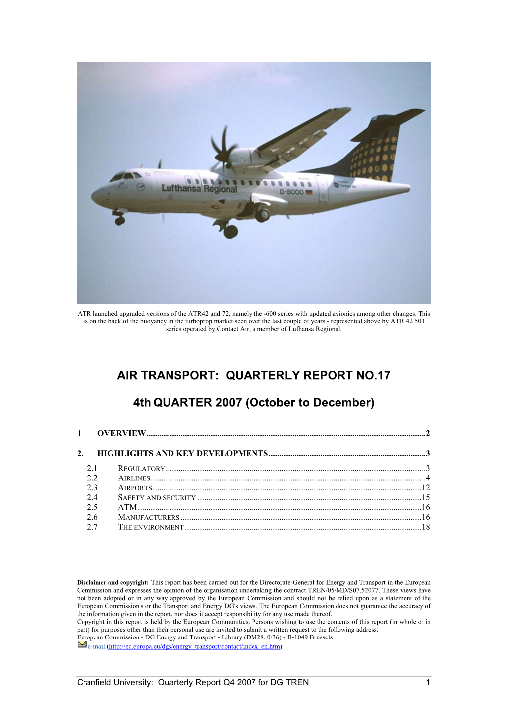 Air Transport: Quarterly Report No.17