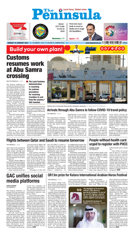 Customs Resumes Work at Abu Samra Crossing