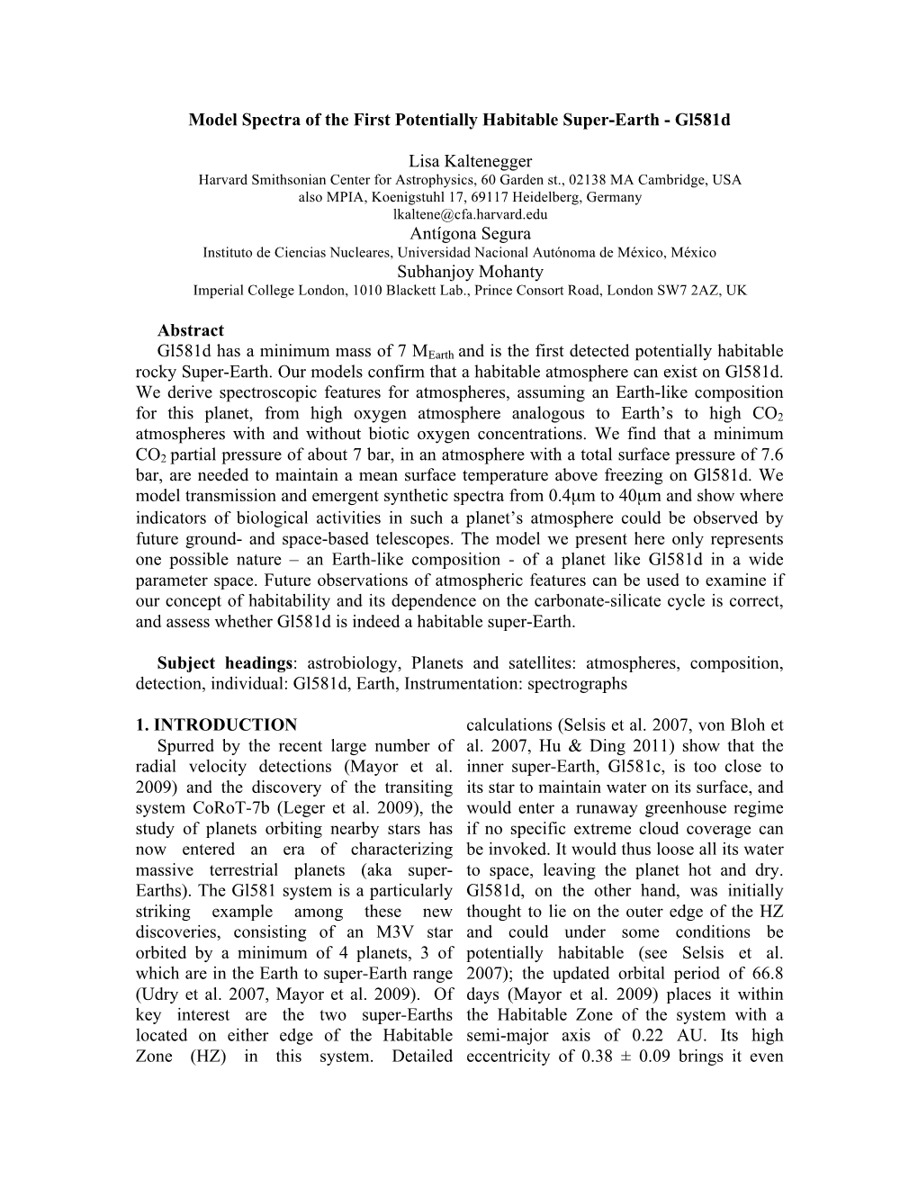 Model Spectra of the First Potentially Habitable Super-Earth - Gl581d