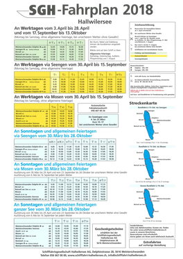 SGH -Fahrplan 2018 Hallwilersee Zeichenerklärung an Werktagen Vom 3