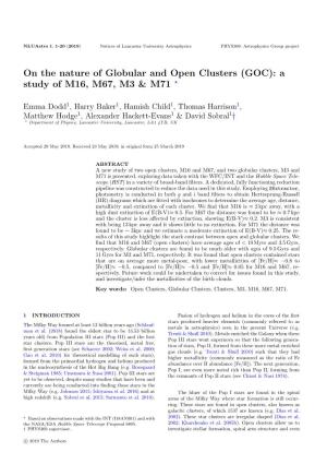 On the Nature of Globular and Open Clusters (GOC): a Study of M16, M67, M3 & M71 ?