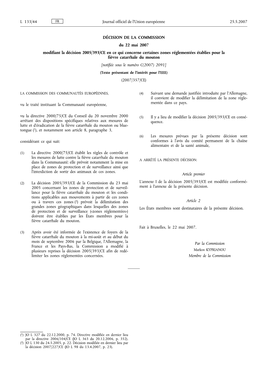 DÉCISION DE LA COMMISSION Du 22 Mai 2007 Modifiant La Décision