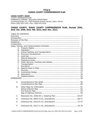 Title 8 Cassia County Comprehensive Plan