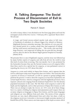 6. Talking Sanguma: the Social Process of Discernment of Evil in Two Sepik Societies