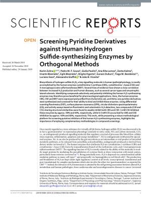 Screening Pyridine Derivatives Against Human Hydrogen Sulfide-Synthesizing Enzymes by Orthogonal Methods