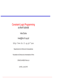 Constraint Logic Programming a Short Tutorial