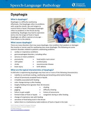 Dysphagia What Is Dysphagia? Dysphagia Is a Difficulty Swallowing Effectively