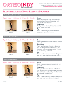 Plantarfasciitis Home Exercise Program