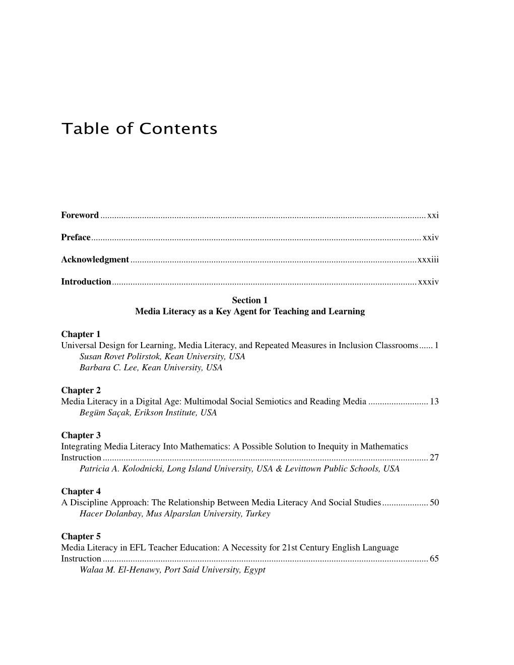 Table of Contents