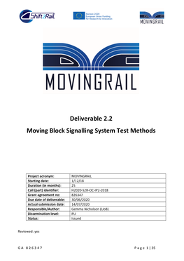 Deliverable 2.2 Moving Block Signalling System Test Methods