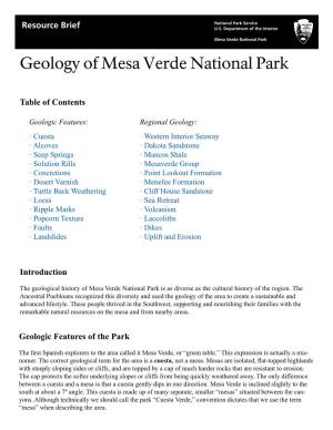 Geology of Mesa Verde National Park