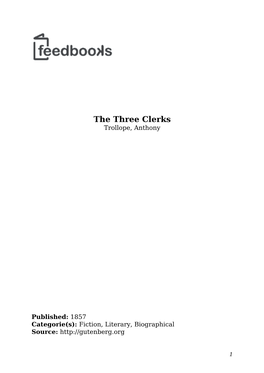 The Three Clerks Trollope, Anthony