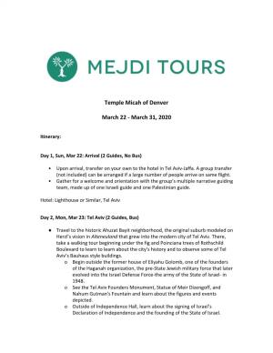 Detailed Tour Itinerary