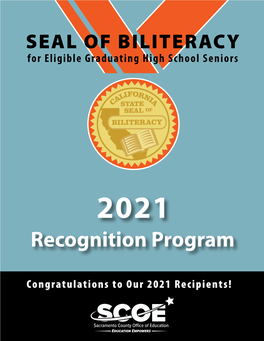 2021 Seal of Biliteracy Recipients from Sacramento County