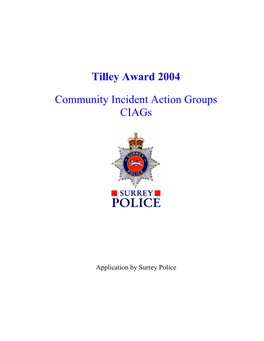 Tilley Award 2004 Community Incident Action Groups Ciags