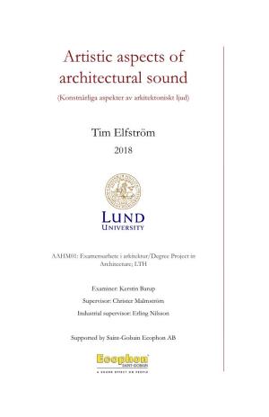 Artistic Aspects of Architectural Sound (Konstnärliga Aspekter Av Arkitektoniskt Ljud)
