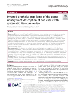 Inverted Urothelial Papilloma of the Upper Urinary Tract: Description of Two Cases with Systematic Literature Review R